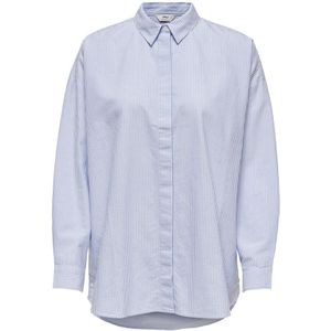 ONLY gestreepte blouse ONLKATRINA lichtblauw/wit