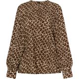 Usha - Blouse - Lichtbruin/Wit - Bloemenprint - Lange Mouw