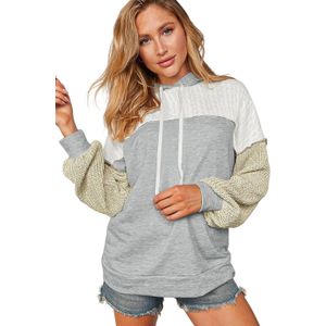 Kleurblok Kabelgebreide Hoodie