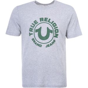 True Religion T-shirt met ronde hals en hd-hoefijzerlogo voor heren, grijs
