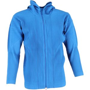 Homme Plissé Issey Miyake Geplooide Rits Cardigan in Lichtblauwe Polyester