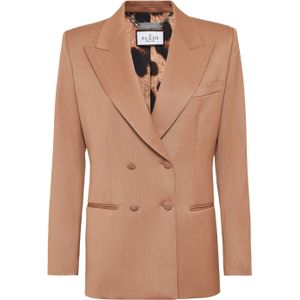 Philipp Plein - Gold Fit Blazer LS - Bruin - Dames - Leer