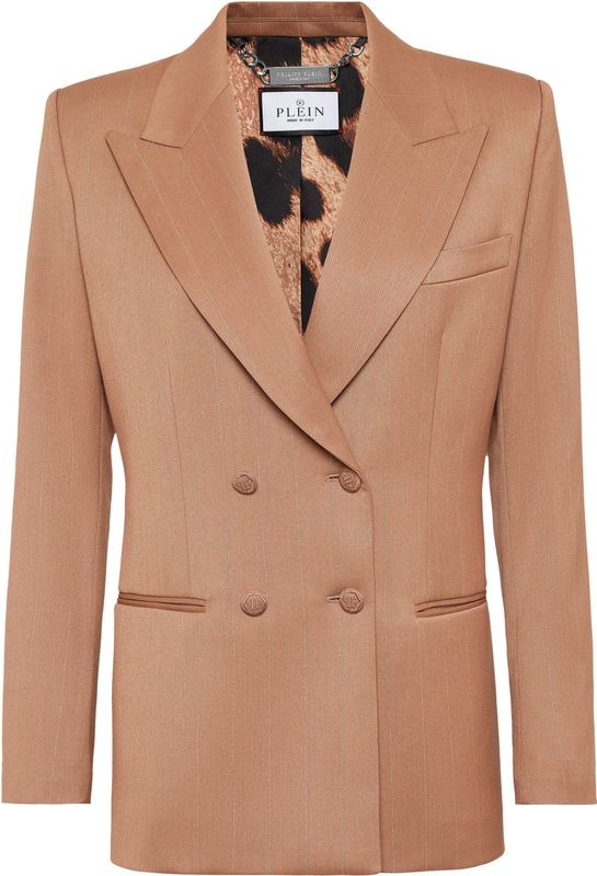 Philipp Plein - Gold Fit Blazer LS - Bruin - Dames - Leer
