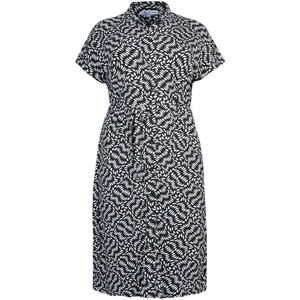 Miss Etam Plus Blousejurk Fiona Met All Over Print En Ceintuur Zwart/ Wit - Maat 3XL