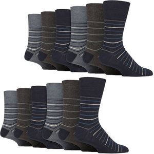 12 Paar Heren Katoenen Sokken | Patroon Zachte Niet-Bindende Dagelijkse Sokken