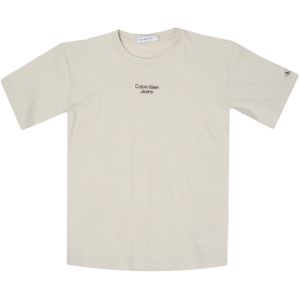 Boy's Calvin Klein Junior Relaxed Logo T-Shirt in Beige