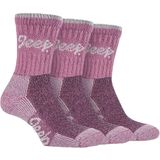 Jeep - Terrain - Wandelsokken - Rose / Cream - 3 Paar, Katoen, Gedempte Zool, Versterkte Hiel en Teen