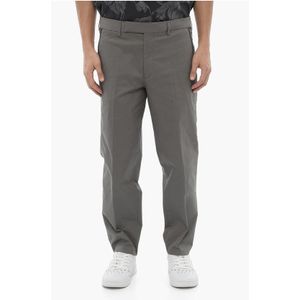 Regular Fit Slim Fit Broek met Riemlussen in Grijs