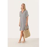 Jersey Jurk - A-shape - Zwart/Wit - Boven de Knie - Korte Mouwen