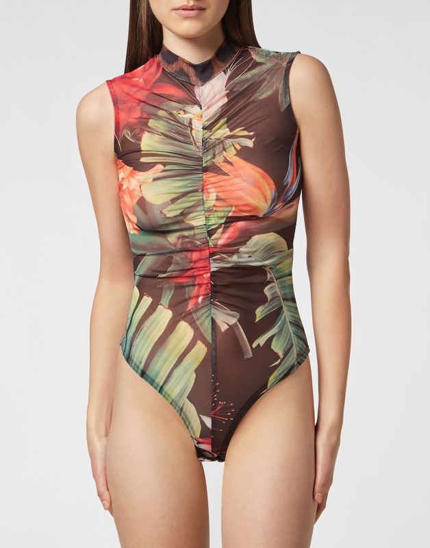 Philipp Plein - Body Flowers - Mouwloze Bodysuit - Veelkleurig - Polyester