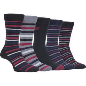 Farah - 5 Pack Heren Dunne Ademend Klassieke Gestreepte Patroon Zachte Top Katoenen Dress Sokken - FCS271BLKBER (Gestreept)
