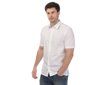 Ted Baker Geruit herenhemd met korte mouwen (Wit)