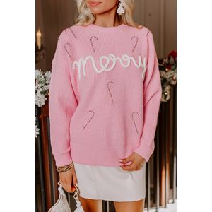 Pepermuntsweater met ronde hals