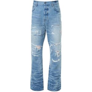 Amiri - Aloha Patch - Denimjeans - Vervaagde Indigoblauwe - Rechte Pijpen