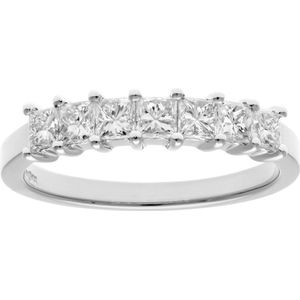 Platina 3/4 karaat gecertificeerde J/I Princess Cut Diamond Eternity Ring