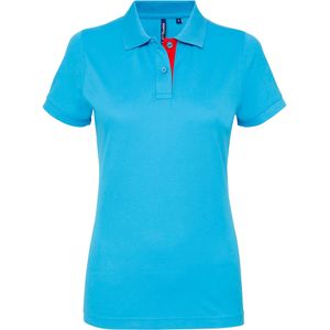 Asquith & Fox Dames/Dames Korte Mouwen Contrast Poloshirt (Turquoise/ Rood)