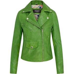 Dames - Classic Brando Biker - Leren Jack - Apple Green