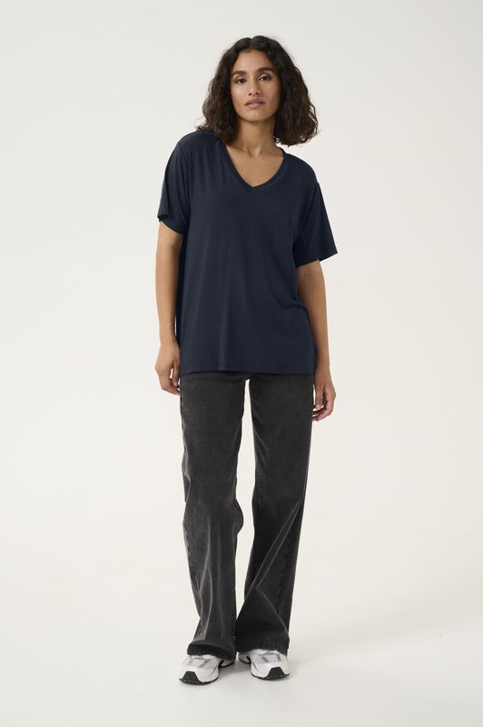 Dames-T-shirt met V-hals KAFFE Frida