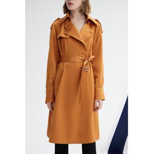 Lily Klassieke Effen Trench Ginger - Maat M