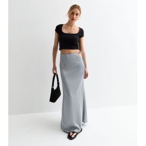 Zilveren Satijnen Maxi Rok
