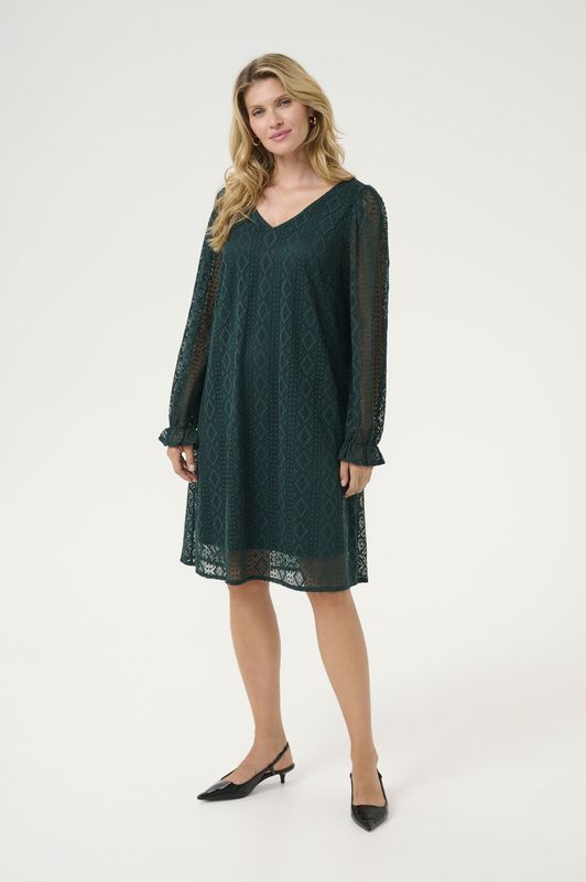 Cream - Crvalerie V-Neck Dress - Jurk - Groen - 100% Polyester