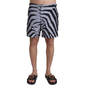 Dolce & Gabbana Grijs Zebra Print Strandshort voor heren