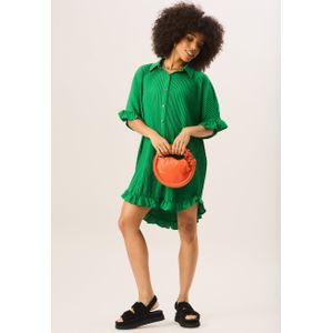 Oversized overhemdjurk met plisséfranjesdetail