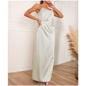 Womens Chi Chi London Satin Tan Riem Maxi Mint Jurk - Maat 38