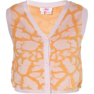 Mymo - Slipover - Oranje Roze - Mouwloos Gebreid Vest - Giraffenpatroon