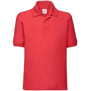 Fruit of the Loom Kinderen /Kinder Poly/ Katoen Piqué-Poloshirt Voor Kinderen. (Rood)