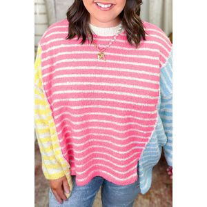 Gestreepte Kleurblok Pullover