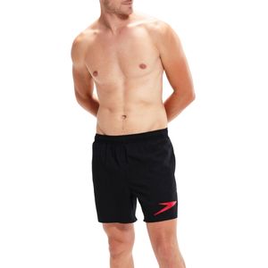 Heren Speedo Sports Solid 16 inch watershort in zwart-rood