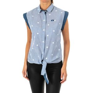 Shirt Zonder Mouwen - Blauw - 85% Polyester 15% Katoen - Geborduurd Logo