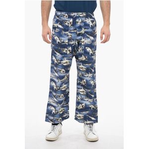 SHARKS EASY katoenen broek met opgestikte zakken in blauw