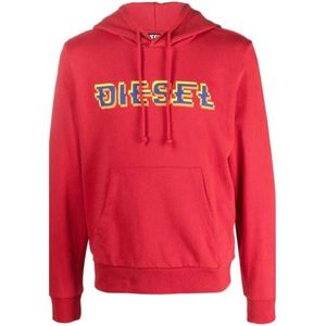 Diesel Heren Pixel Logo Hoodie (Rood)