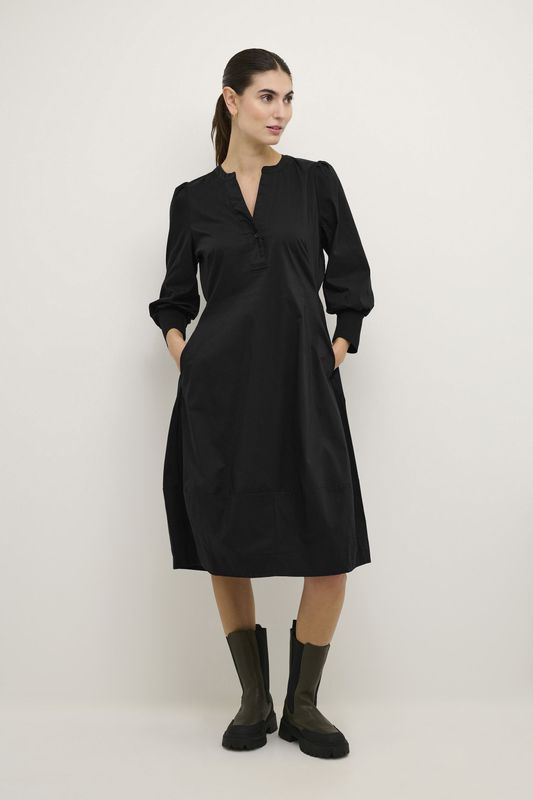 CULTURE - CU Antoinett - Jurk - Zwart - Knielengte - Driekwart Mouw