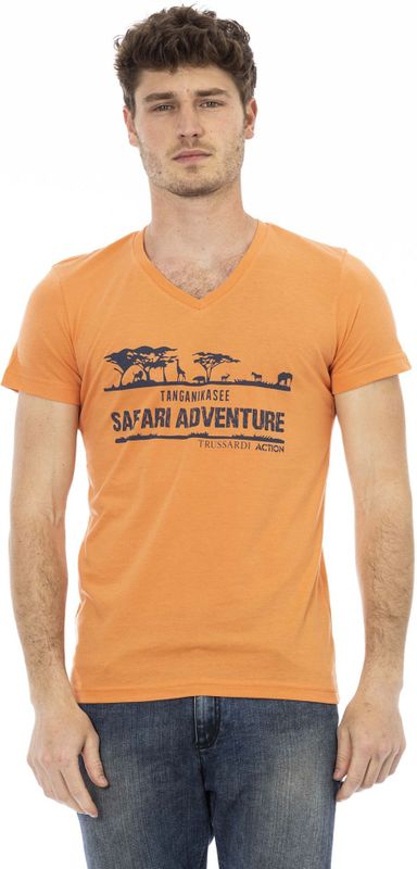 Trussardi - Action V-Neck T-Shirt - Oranje - Heren - Katoen