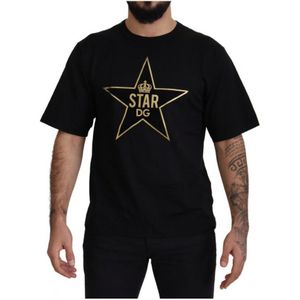 Gold Star Crown Katoenen T-shirt Met Ronde Hals