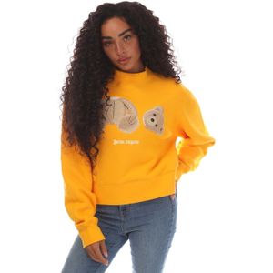 Dames Palm Angels Bear Fitted Crewneck Sweatshirt in Geel