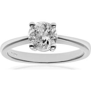 Verlovingsring, 18kt witgoud IJ/I ronde briljant gecertificeerde diamanten ring, 1,00 ct diamantgewicht