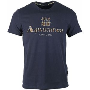 Aquascutum - Signature Check Logo - T-shirt - Navy