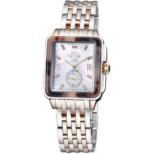 GV2 Bari Tortoise Dames Parelmoer Dial Two Tone IP Rose Gold Bracelet Diamond Watch