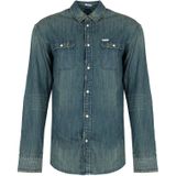 Guess - Faded Denim Shirt - Blauw - Katoen - Drukknoopsluitingen - Twee Voorzakken