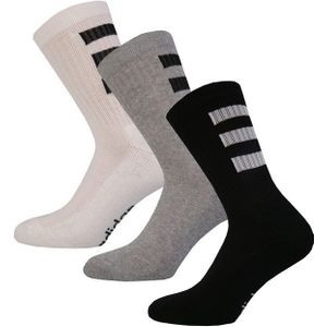 Men's adidas 3 Pack Half Cushioned 3-Stripes Crew Socks in White Black