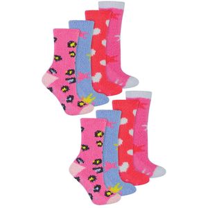 Sock Snob - 8 Paar Meisjes Slof Sokken | Zachte Pluizige Gestreepte Bed Sokken - Diverse