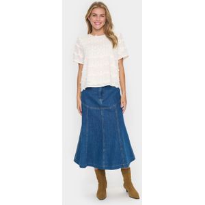 Blouse - Gevoerde Zoom - Franjes - Normale Pasvorm - Halve Mouw