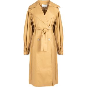 Silvian Heach - Double-Breasted Trenchcoat - Bruin - Katoen met Stretch
