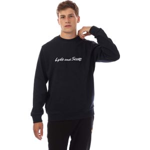 Lyle And Scott - Script Sweatshirt - Marine-Wit - Heren