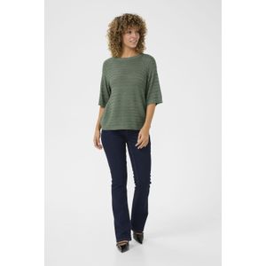 Gebreide Trui - Effen - Knitwear - Ronde Hals - Halve Mouw - Losse Pasvorm