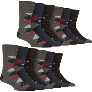 12 Paar Heren Katoenen Sokken | Patroon Zachte Niet-Terende Dagelijkse Sokken